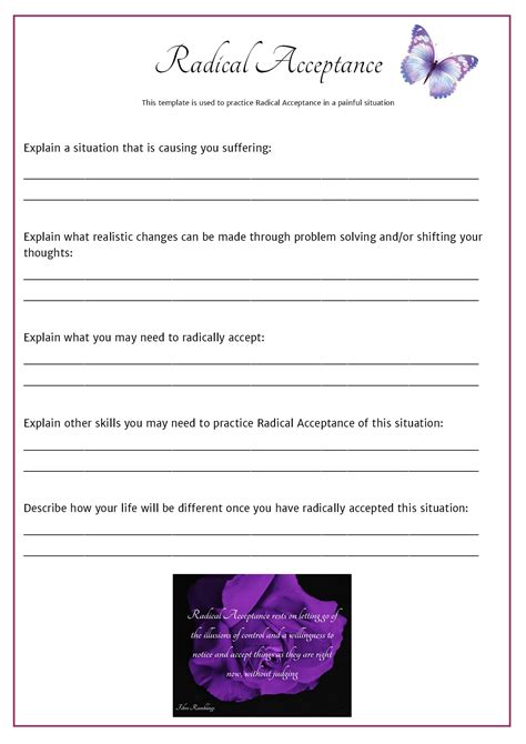 • Help create a Wellness <b>Recovery</b> Action Plan (WRAP), connect with relapse prevention groups, connect with wellness and self help groups, help connect with meaningful activities to enhance quality of life, teach coping skills. . Acceptance in recovery worksheets pdf